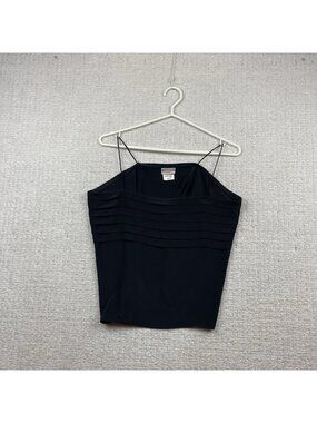 Y2K Camice Black Pleated Trim Camisole Cami Tank Top Canada Made Sz 13/14